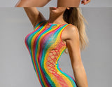 Sexy Stockings Sexy Rainbow Color Short Skirt Large Mesh Hollow Out