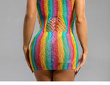 Sexy Stockings Sexy Rainbow Color Short Skirt Large Mesh Hollow Out