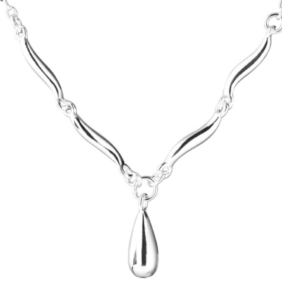 Women's Water Drop Curved Copper Necklace