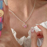 Women's Fashion Simplicity Rhinestone Hollow Heart Clavicle Chain