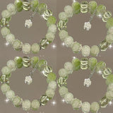 Women's Green Glass Flower Bracelet