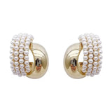 French Retro High-grade Pearl Metal Stud Earrings For Women